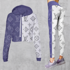 Limited Luxury Womens Hoodie Crop Top and Leggings Set CRF+DDK-00UJYTKH6G