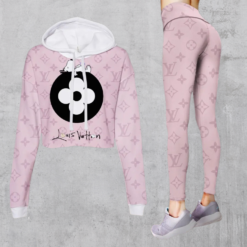 Limited Luxury Womens Hoodie Crop Top and Leggings Set CRF+DDK-00KNABKUCS