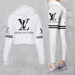 Limited Luxury Womens Hoodie Crop Top and Leggings Set CRF+DDK-0003XXD7AI