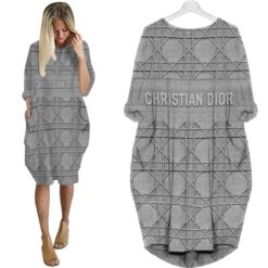 Dior grey batwing pocket dress luxury brand clothing clothes outfit for women hot 2024-UPT-ZO-PM00081