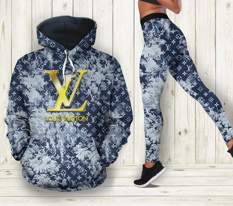 Louis Vuitton Blue Hoodie Leggings Luxury Brand Lv Clothing Clothes Outfit For Women Luxury Women Outfit Trending 2025 - MRS-AF+DDK-00708906
