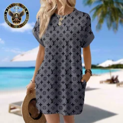 LOUIS VUITTON Premium Short Sleeve Pocket Dress 💖 Summer 2024 LUX-CJX1-0000SKEZDSZB