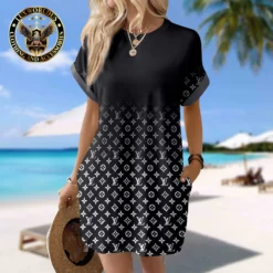 LOUIS VUITTON Premium Short Sleeve Pocket Dress 💖 Summer 2024 LUX-CJX1-0000PKZL94BL