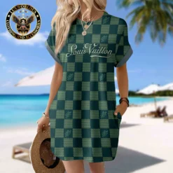 LOUIS VUITTON Premium Short Sleeve Pocket Dress 💖 Summer 2024 LUX-CJX1-0000QZIWH7TE