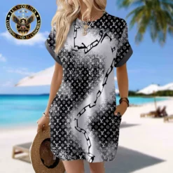 LOUIS VUITTON Premium Short Sleeve Pocket Dress 💖 Summer 2024 LUX-CJX1-00007GPM9ITT