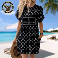 LOUIS VUITTON Premium Short Sleeve Pocket Dress 💖 Summer 2024 LUX-CJX1-0000Q2XSV1SQ