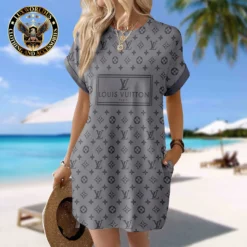 LOUIS VUITTON Premium Short Sleeve Pocket Dress 💖 Summer 2024 LUX-CJX1-0000FPQ3PZUG
