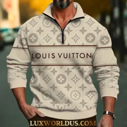 LOUIS VUITTON Premium Long Sleeve ZIP Polo Shirt LUX-HGWY-FON488PX