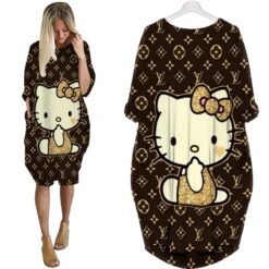 Louis vuitton hello kitty batwing pocket dress lv luxury brand clothing clothes outfit for women hot 2024-UPT-ZO-PM00046