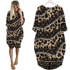 Louis vuitton leopard batwing pocket dress lv luxury brand clothing clothes outfit for women hot 2024-UPT-ZO-PM00042