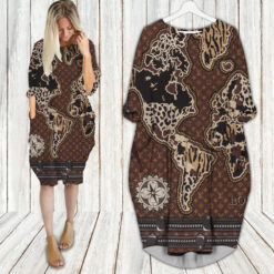 Louis vuitton map batwing pocket dress lv luxury brand clothing clothes outfit for women hot 2024-UPT-ZO-PM00047