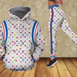 Louis Vuitton White Hoodie Leggings Luxury Brand Lv Clothing Clothes Outfit For Women Luxury Women Outfit Trending 2025 - AF+DDK-00851262