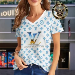 Premium LOUIS VUITTON V-Neck T-Shirt 💖 Women 2024 LUX- VTX-000V0XO3TQ6
