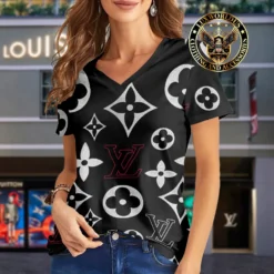Premium LOUIS VUITTON V-Neck T-Shirt 💖 Women 2024 LUX- VTX-000NRPGI2W4