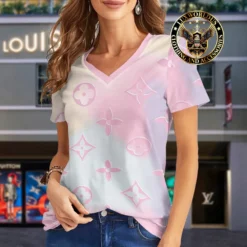Premium LOUIS VUITTON V-Neck T-Shirt 💖 Women 2024 LUX- VTX-000NDCFFNQ3