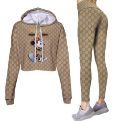 Limited Edition Mickey Mouse Louis Vuitton Croptop Hoodie and Leggings Set CRF+DDK-ACHL013