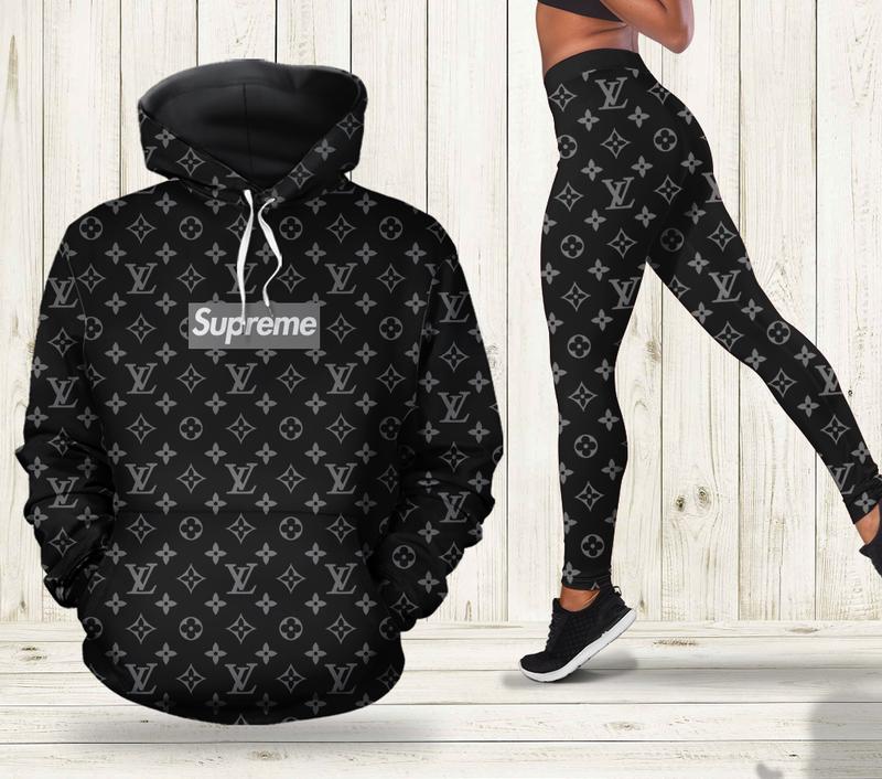 Louis Vuitton Supreme Hoodie Leggings Luxury Brand Lv Clothing Clothes Outfit For Women Luxury Women Outfit Trending 2025 - AF+DDK-00336805
