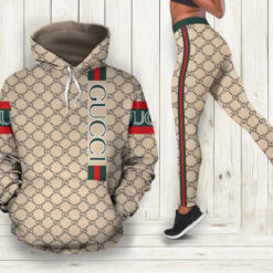Gucci Red And Green Stripe All Over Print Hoodie And Leggings Set - AF+DDK-00811682