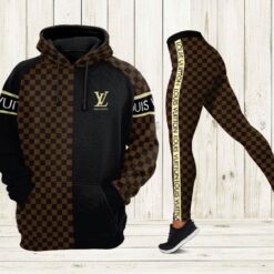 Louis Vuitton Black Brown Hoodie Leggings Luxury Brand Lv Clothing Clothes Outfit For Women Luxury Women Outfit Trending 2025 - AF+DDK-00729786