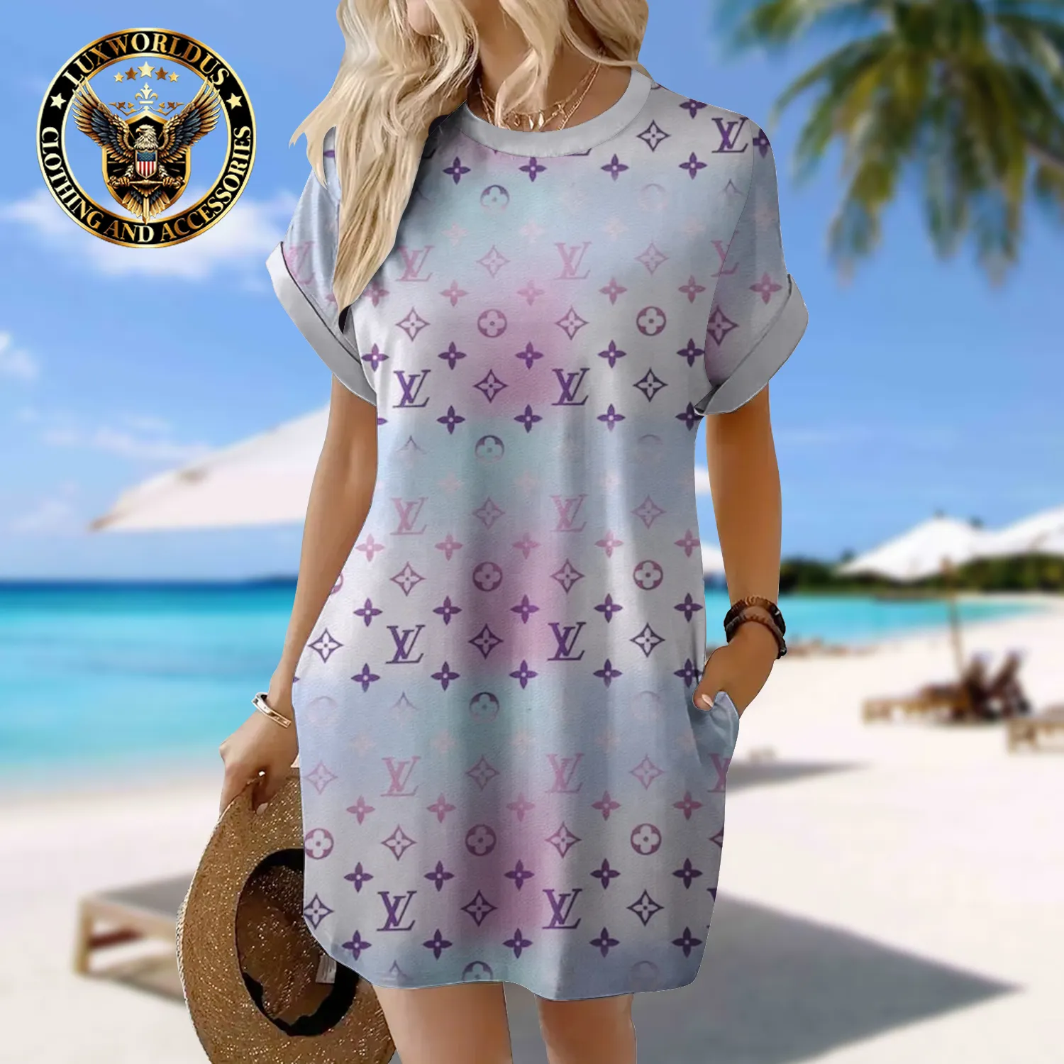 LOUIS VUITTON Premium Short Sleeve Pocket Dress 💖 Summer 2024 LUX-CJX1-0000XWIRIMNC