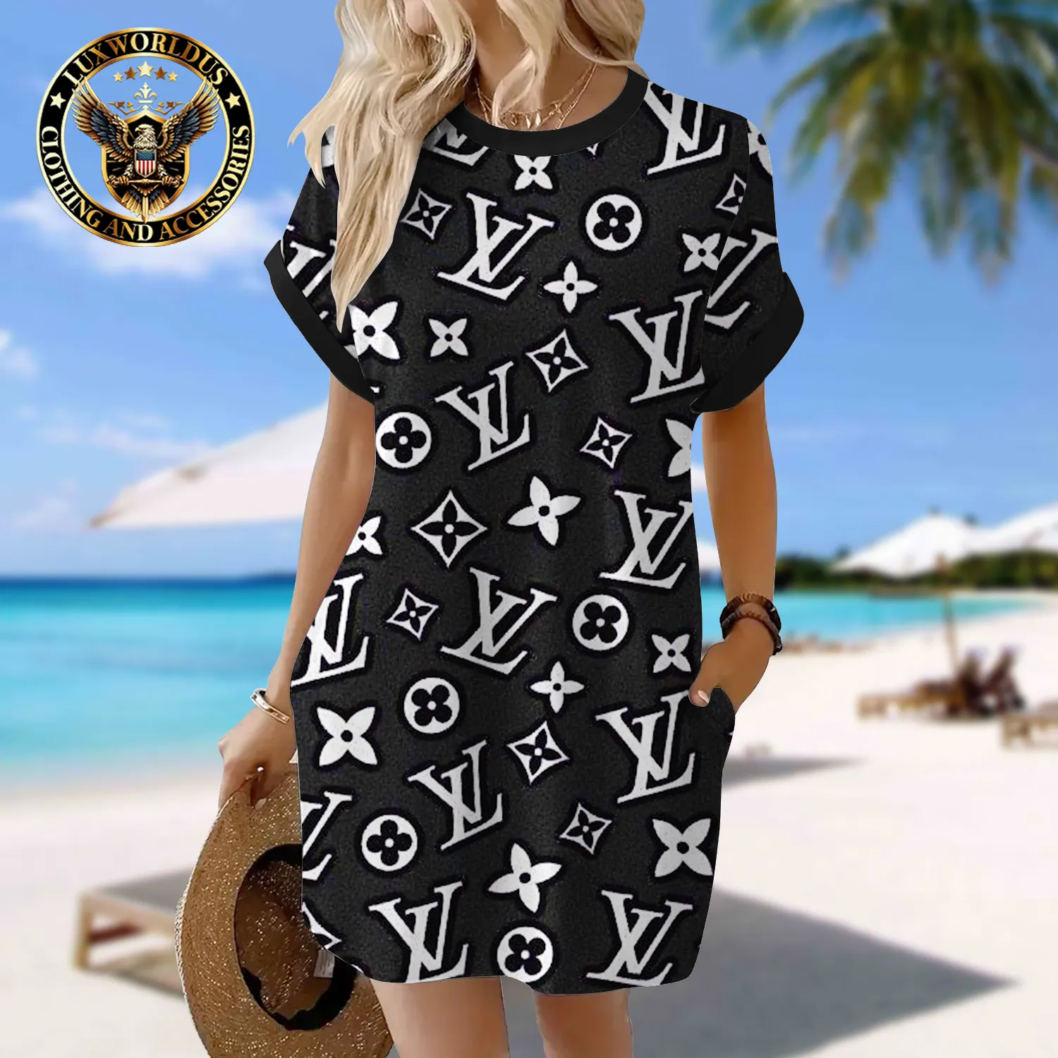 LOUIS VUITTON Premium Short Sleeve Pocket Dress 💖 Summer 2024 LUX-CJX1-0000MDYHLPBH